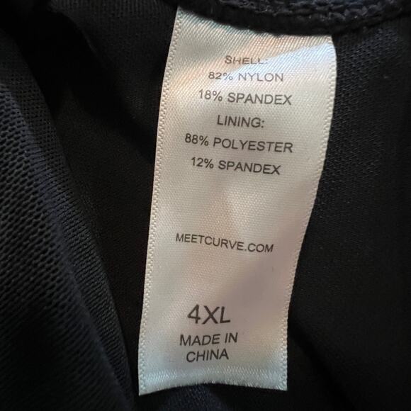 Black V Neck Ruched One Piece Swimsuit Skirted Tummy Control Swimwear Womens 4X - Picture 9 of 10